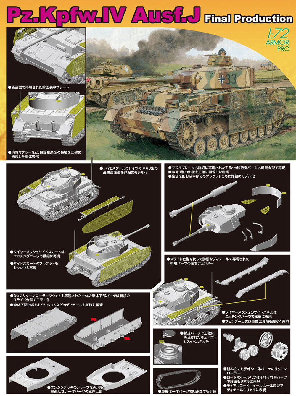 4号戦車J型 最終生産型 プラモデル (ドラゴン 1/72 ARMOR PRO (アーマープロ) No.7629) 商品画像_1