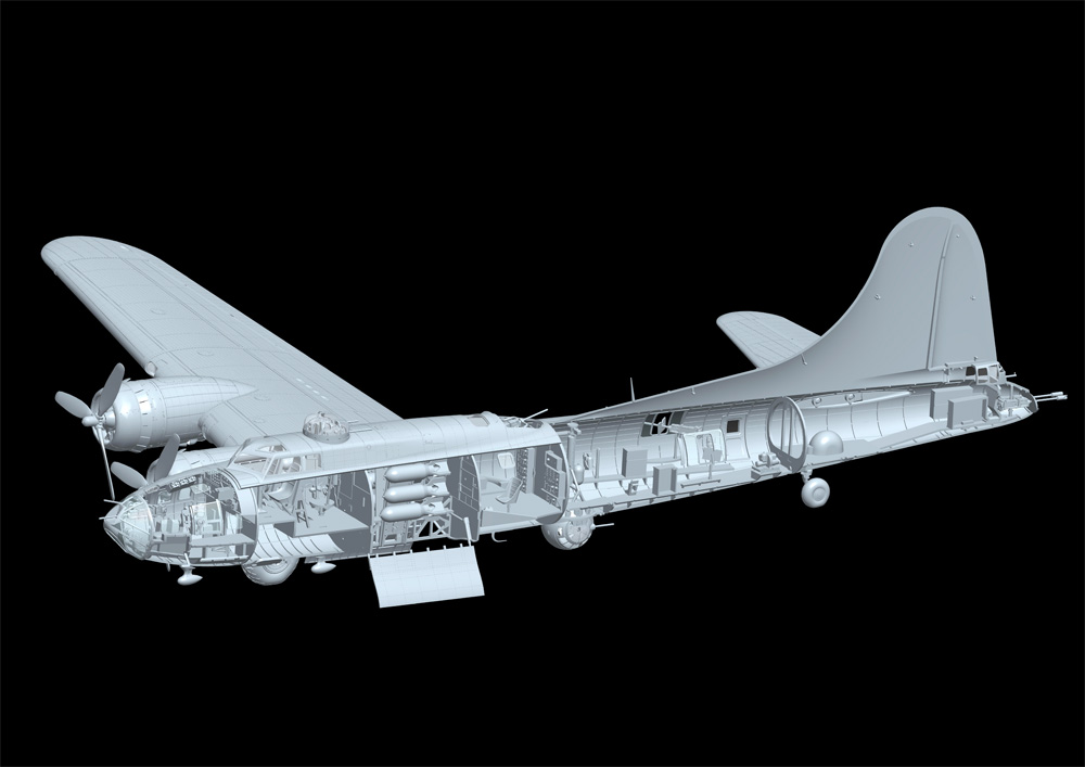 B-17F フライングフォートレス プラモデル (HKモデル 1/48 エアクラフト No.01F002) 商品画像_2