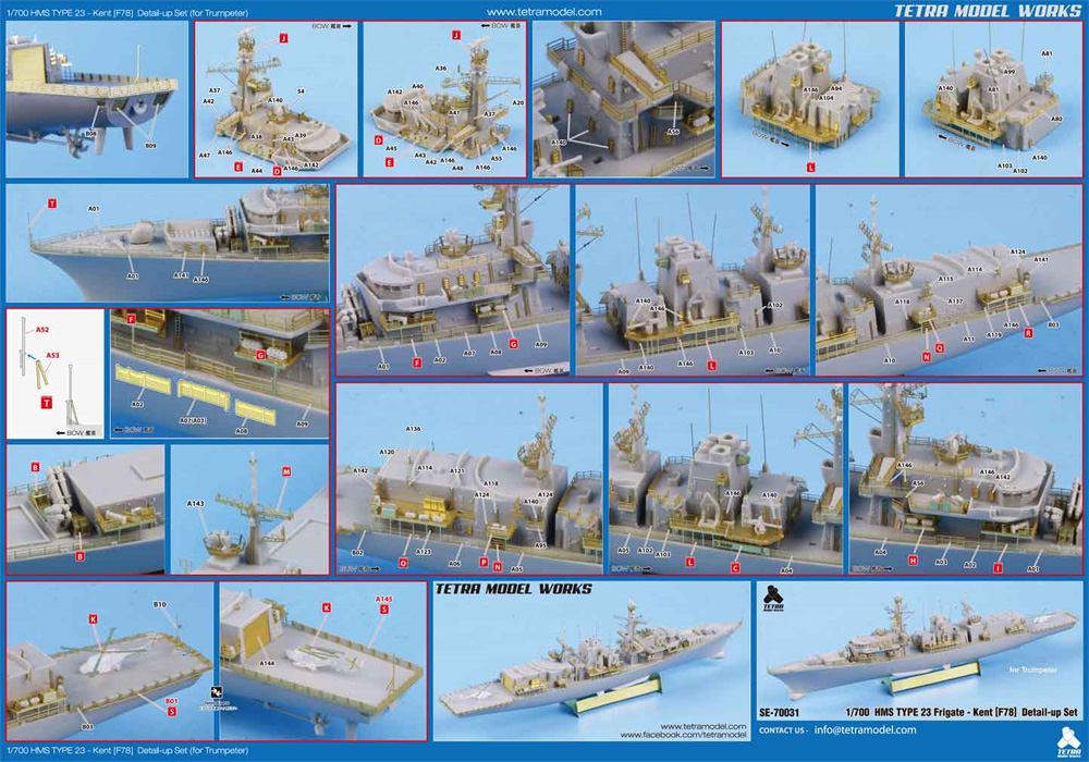 イギリス海軍 23型 フリゲート HMS ケント F78 ディテールアップセット (トランぺッター対応) エッチング (テトラモデルワークス 艦船 エッチングパーツ No.SE-70031) 商品画像_2