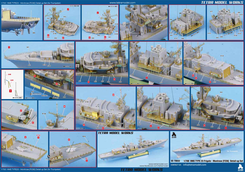 イギリス海軍 23型 フリゲート HMS モントローズ F236 ディテールアップセット (トランぺッター対応) エッチング (テトラモデルワークス 艦船 エッチングパーツ No.SE-70032) 商品画像_2