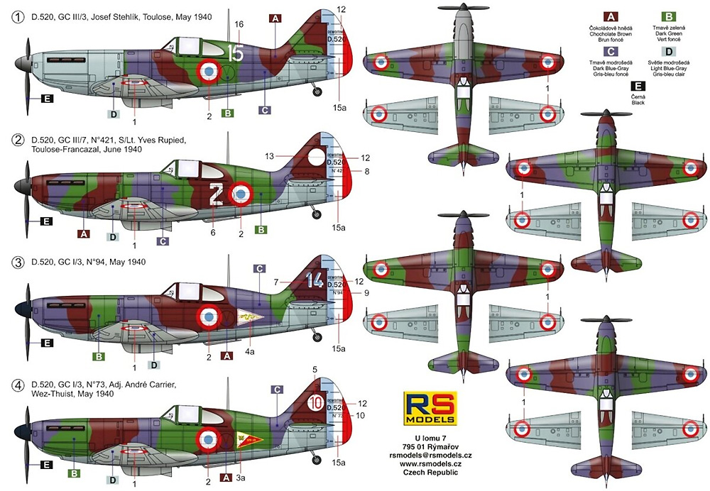 ドボアチーヌ D.520 トゥールーズ 1940 プラモデル (RSモデル 1/72 エアクラフト プラモデル No.92255) 商品画像_1