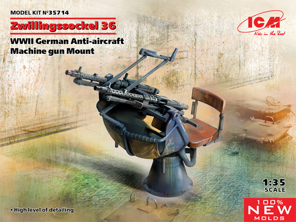 Zwillingssockel 36 WW2 ドイツ 対空機銃座 プラモデル (ICM 1/35 ミリタリービークル・フィギュア No.35714) 商品画像