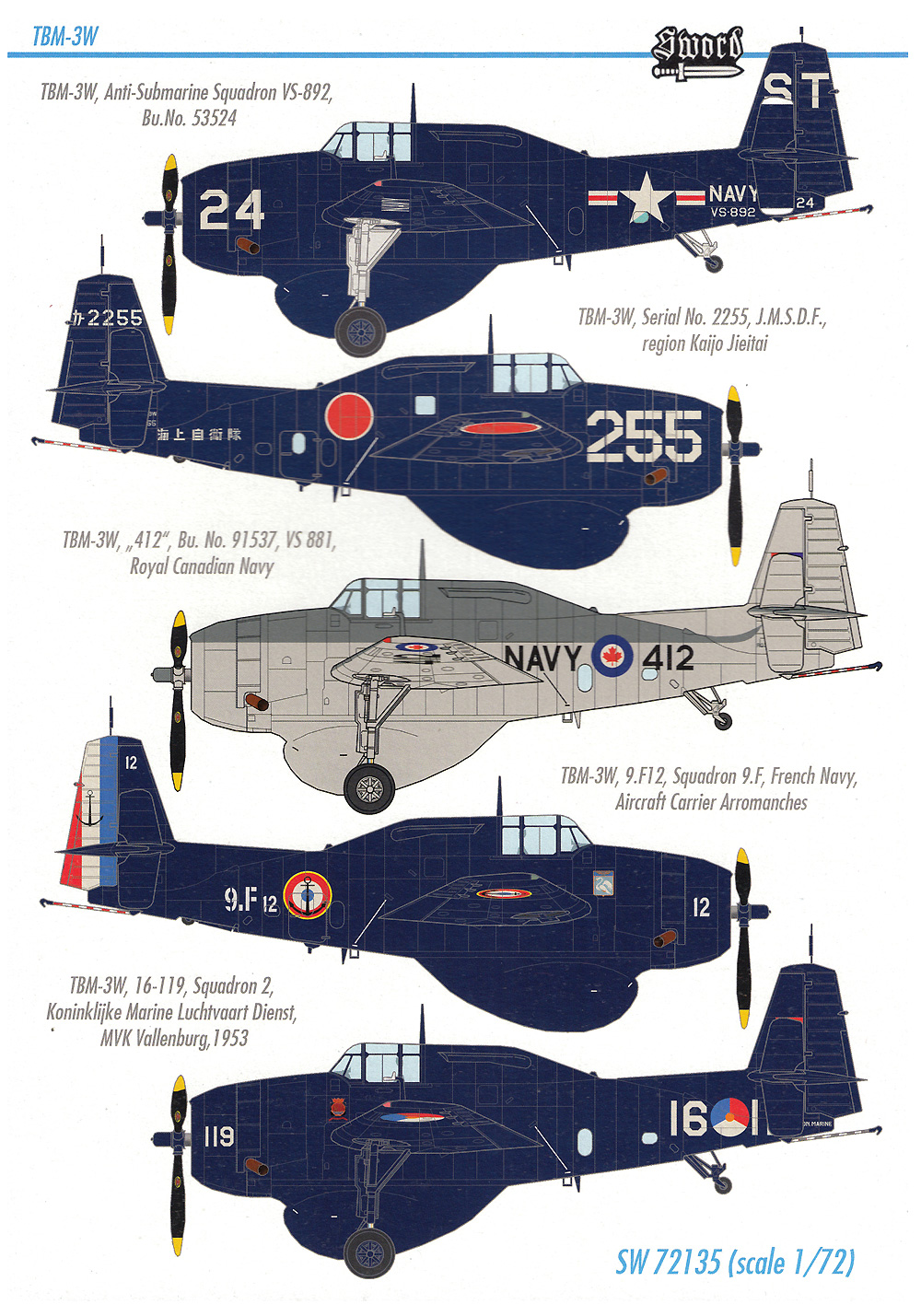 TBM-3W グッピー (米海軍、海上自衛隊、カナダ海軍、 フランス海軍、オランダ海軍) プラモデル (ソード 1/72 エアクラフト プラモデル No.SW72135SE) 商品画像_1