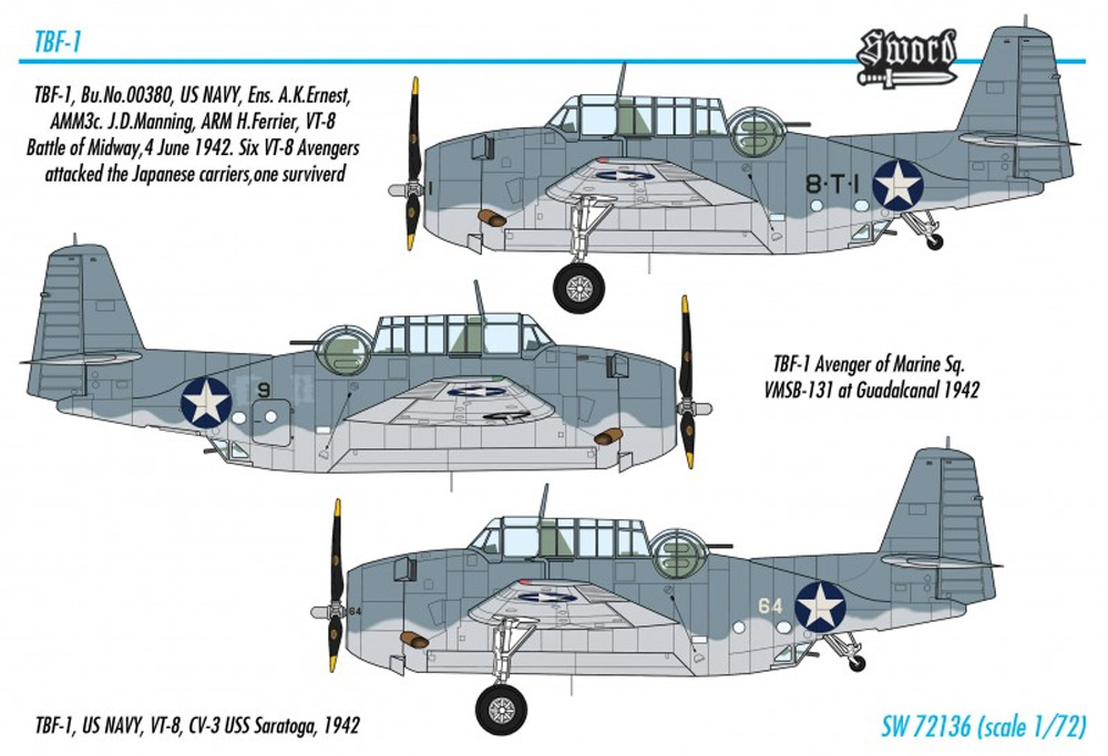 TBF-1 アベンジャー ミッドウェイ アンド ガダルカナル プラモデル (ソード 1/72 エアクラフト プラモデル No.SW72136) 商品画像_2