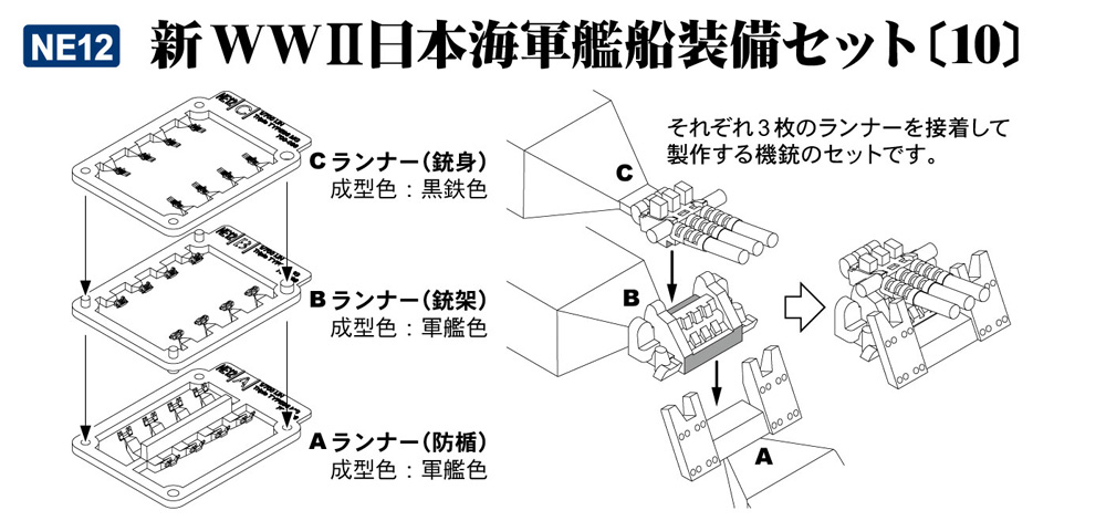 新WW2 日本海軍艦船装備セット 10 プラモデル (ピットロード スカイウェーブ NE シリーズ No.NE012) 商品画像_2