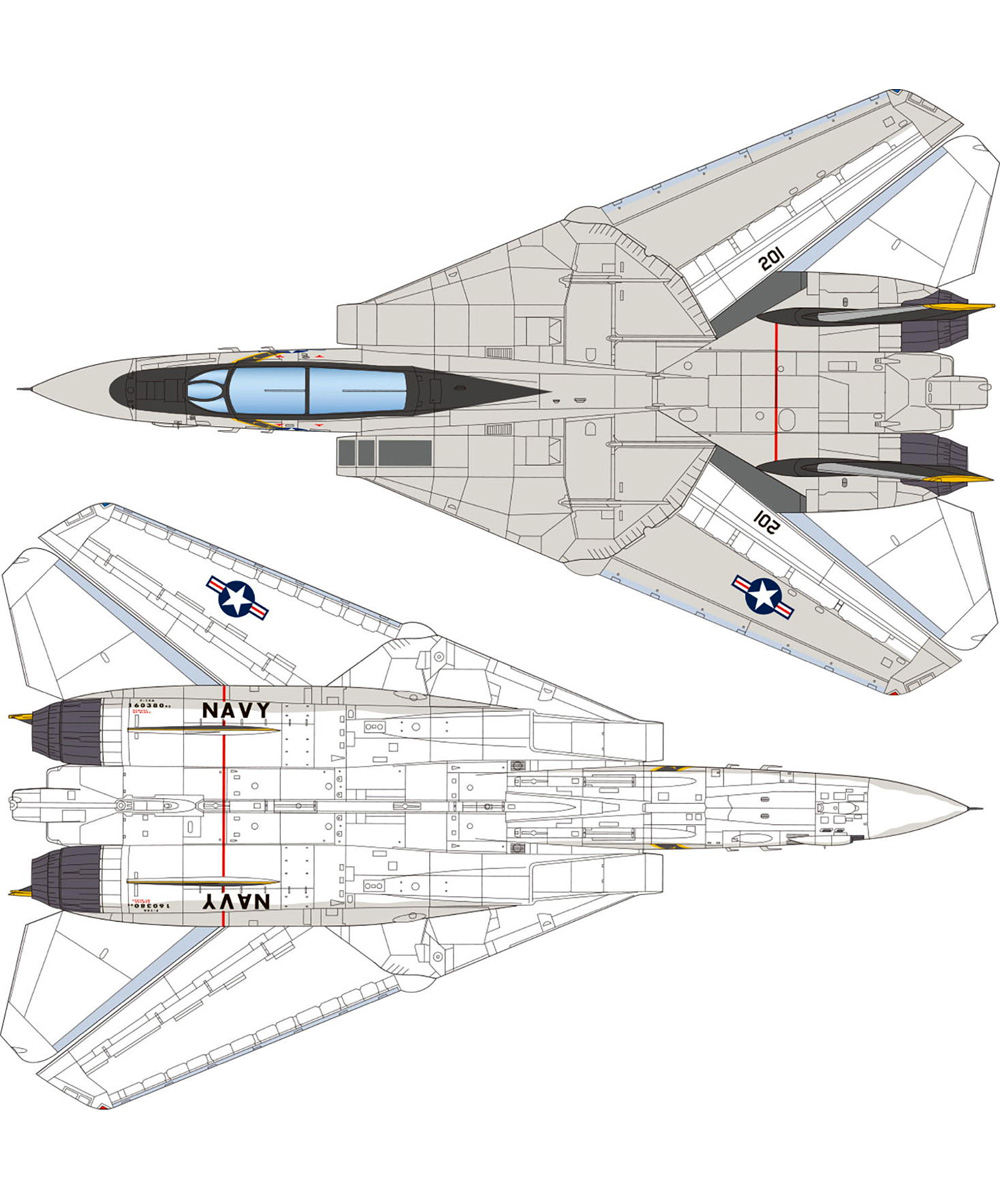 アメリカ海軍 F-14A トムキャット ジョリーロジャース 70's VF-1,VF-2,VF-84 プラモデル (プラッツ プラッツ×イタレリ 航空機シリーズ No.TPA-001) 商品画像_3