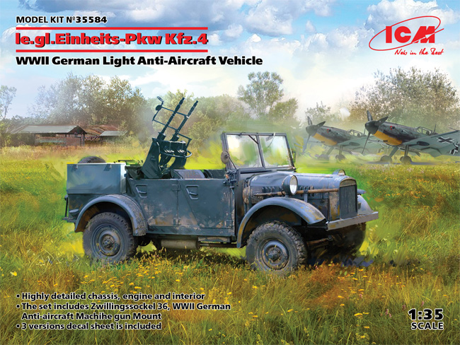 ドイツ le.gl.Einheitz-Pkw Kfz.4 軽対空車両 プラモデル (ICM 1/35 ミリタリービークル・フィギュア No.35584) 商品画像