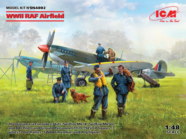 WW2 イギリス空軍 飛行場 情景セット プラモデル (ICM ダイオラマセット No.DS4802) 商品画像