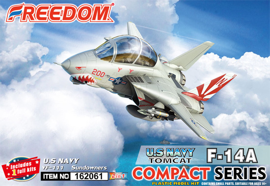 F-14A トムキャット アメリカ海軍 VF-111 サンダウナーズ 2in1 プラモデル (フリーダムモデル コンパクトシリーズ No.162061) 商品画像