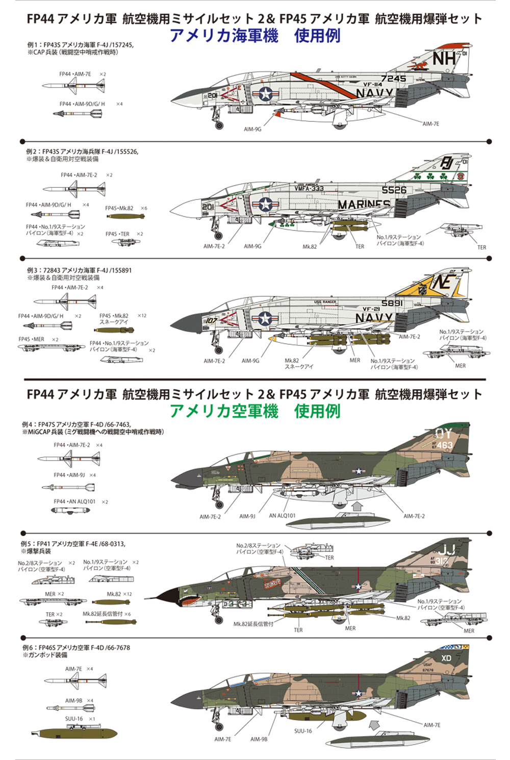 アメリカ軍 航空機用ミサイルセット 2 '60s-'70s プラモデル (ファインモールド 1/72 航空機 No.FP044) 商品画像_3