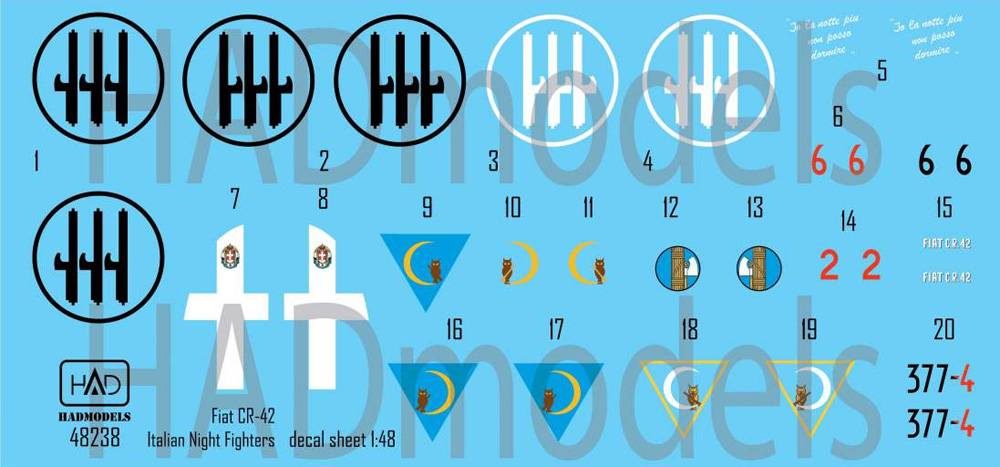 フィアット CR.42 イタリア 夜間戦闘機 デカール デカール (HAD MODELS 1/48 デカール No.48238) 商品画像_1