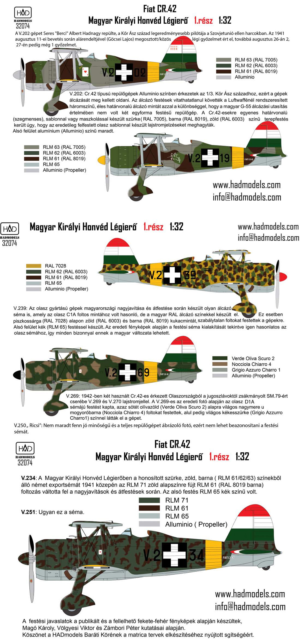 フィアット CR.42 王立ハンガリー空軍 vol.1 デカール デカール (HAD MODELS 1/32 デカール No.32074) 商品画像_3