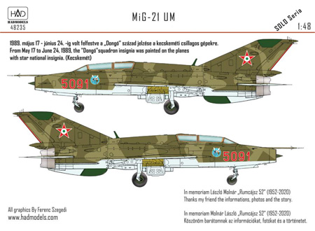 MiG-21UM ハンガリー空軍 #5091 デカール デカール (HAD MODELS 1/48 デカール No.48235) 商品画像