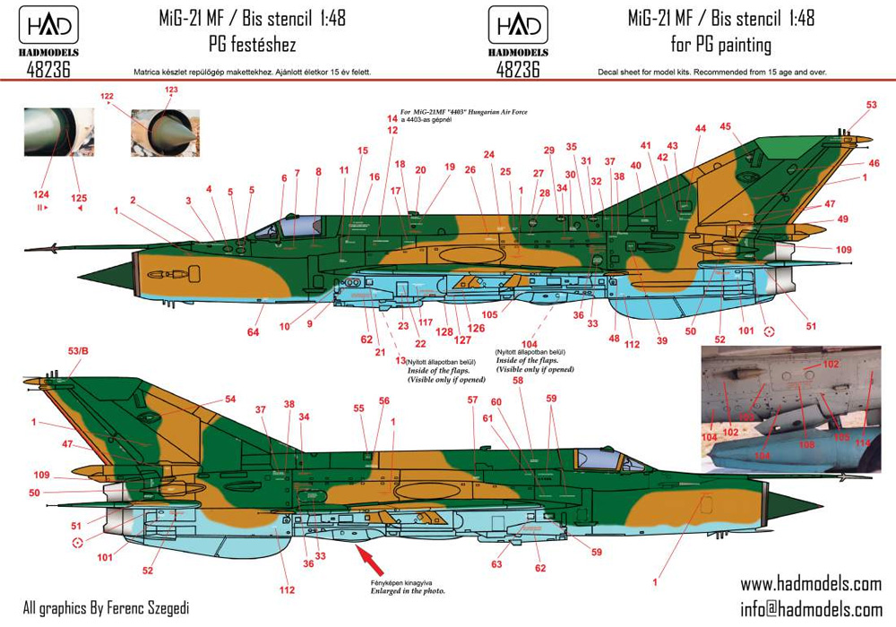 MiG-21MF/Bis データーステンシル デカール デカール (HAD MODELS 1/48 デカール No.48236) 商品画像_2
