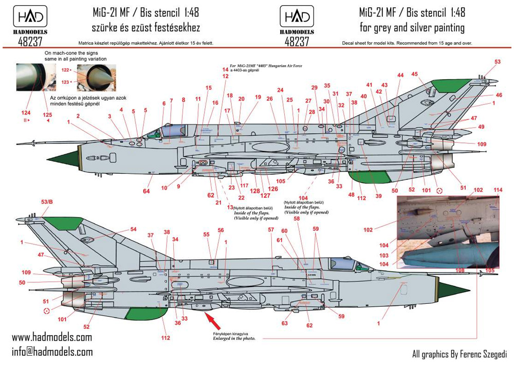 MiG-21MF/Bis データーステンシル デカール デカール (HAD MODELS 1/48 デカール No.48237) 商品画像_2