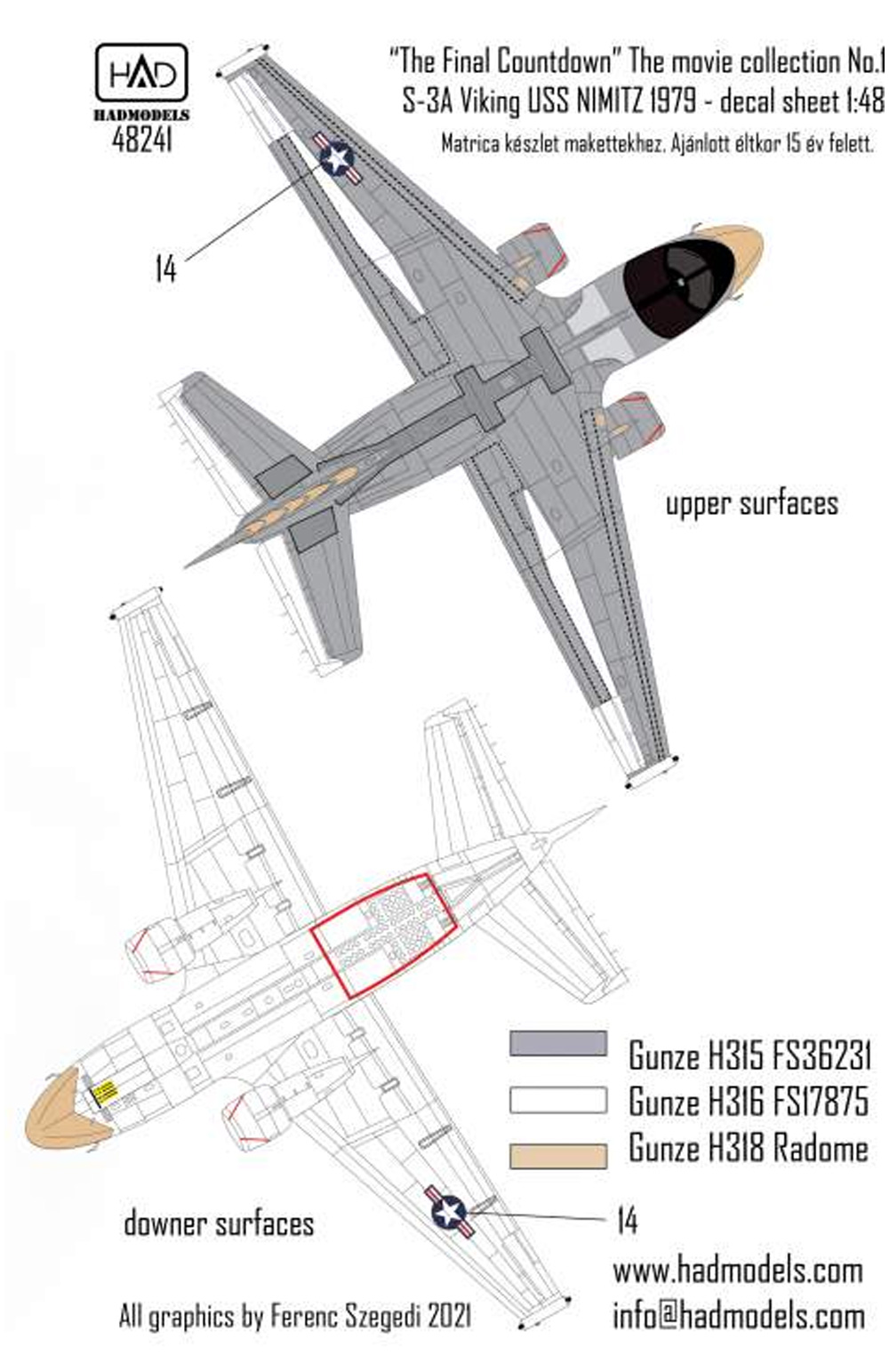 S-3A ヴァイキング USS ニミッツ 1979年 デカール (ファイナル・カウントダウン) デカール (HAD MODELS 1/48 デカール No.48241) 商品画像_4