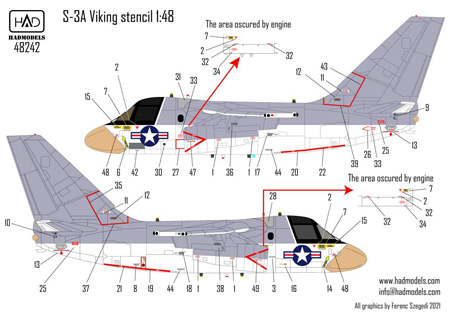 S-3A ヴァイキング データーステンシル デカール デカール (HAD MODELS 1/48 デカール No.48242) 商品画像