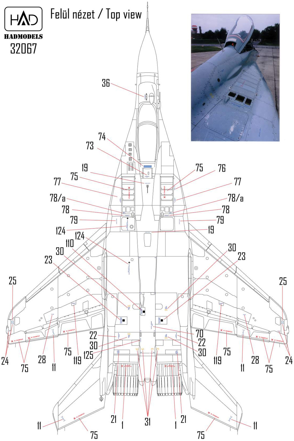 MiG-29 ファルクラム データーステンシル デカール (ロシア語、2機分) デカール (HAD MODELS 1/32 デカール No.32067) 商品画像_2