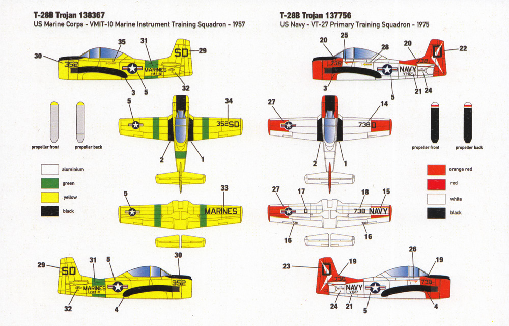 ノースアメリカン T-28B トロージャン 米海軍 & 海兵隊 2in1 プラモデル (ミニウイング 1/144 インジェクションキット No.mini346) 商品画像_1