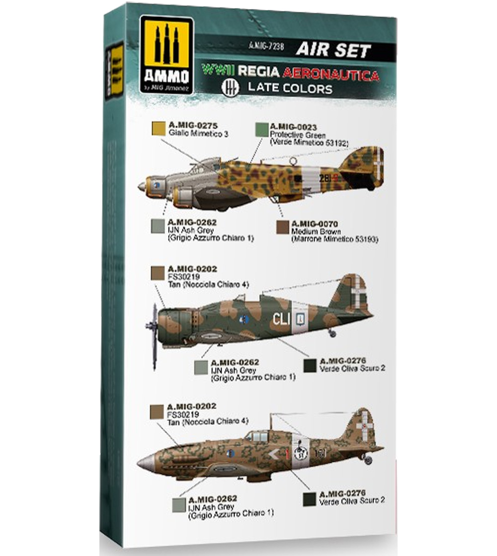 WW2 イタリア空軍 後期 カラーセット 塗料 (アモ AIR SET (Acrylic Color) No.A.MIG-7238) 商品画像_1