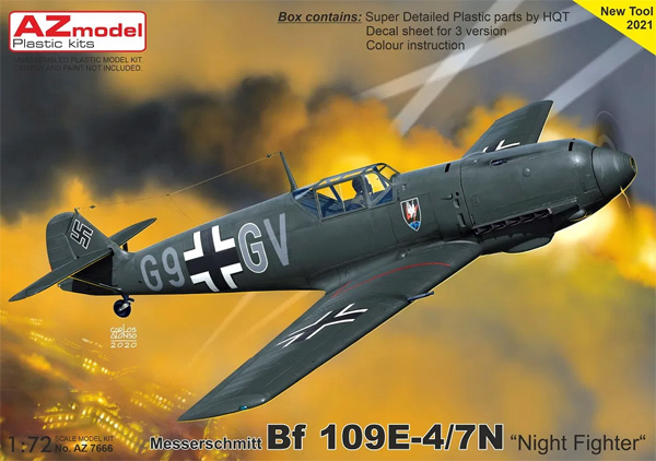 メッサーシュミット Bf109E-4/7N 夜間戦闘機 プラモデル (AZ model 1/72 エアクラフト プラモデル No.AZ7666) 商品画像