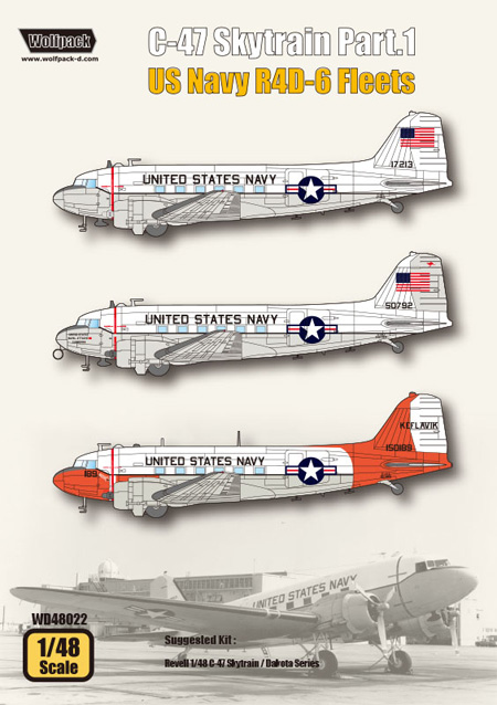C-47 スカイトレイン Part.1 アメリカ海軍 R4D-6 Fleets デカール デカール (ウルフパック 1/48 デカール (WD) No.WD48022) 商品画像