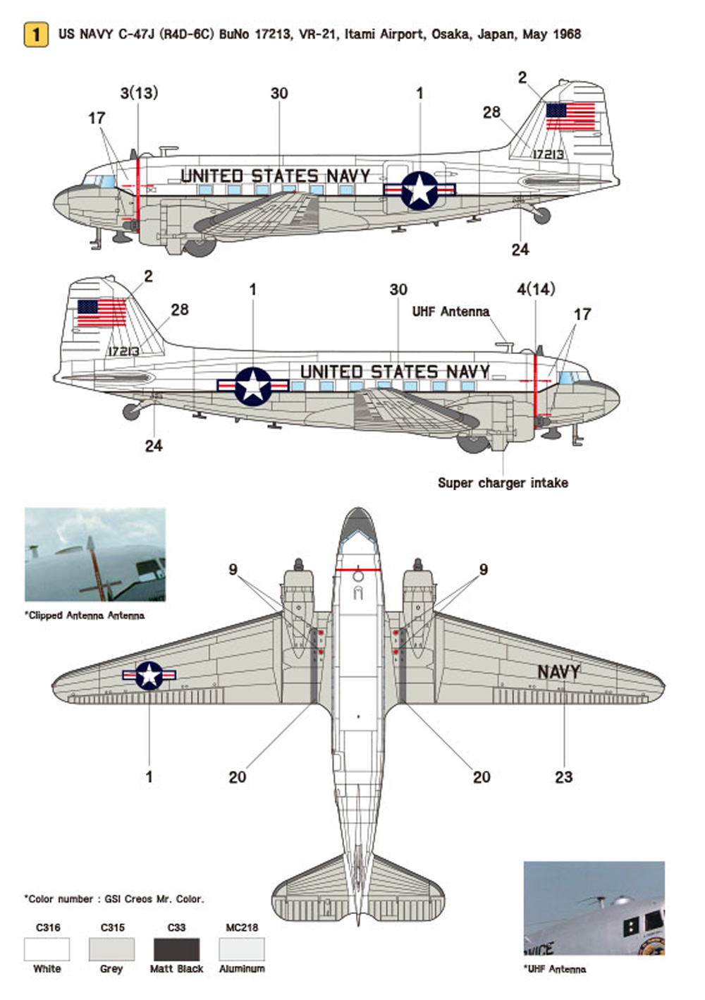 C-47 スカイトレイン Part.1 アメリカ海軍 R4D-6 Fleets デカール デカール (ウルフパック 1/48 デカール (WD) No.WD48022) 商品画像_2