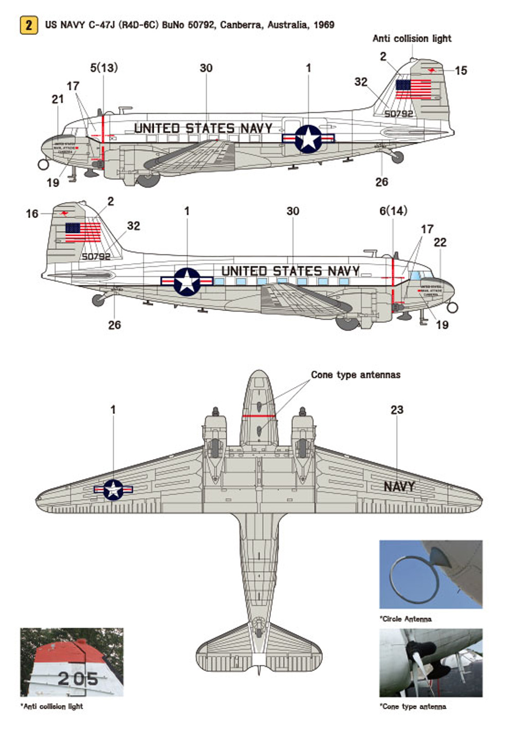 C-47 スカイトレイン Part.1 アメリカ海軍 R4D-6 Fleets デカール デカール (ウルフパック 1/48 デカール (WD) No.WD48022) 商品画像_3