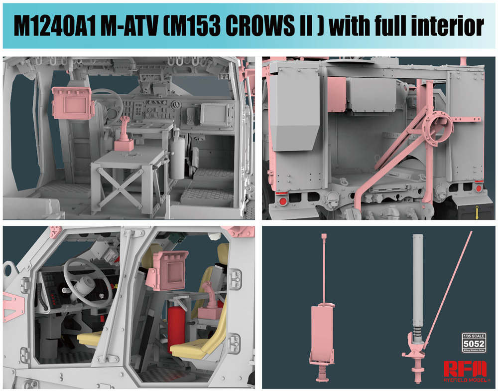 M1240A1 M-ATV w/M153 CROWS 2 & フルインテリア プラモデル (ライ フィールド モデル 1/35 Military Miniature Series No.5052) 商品画像_3