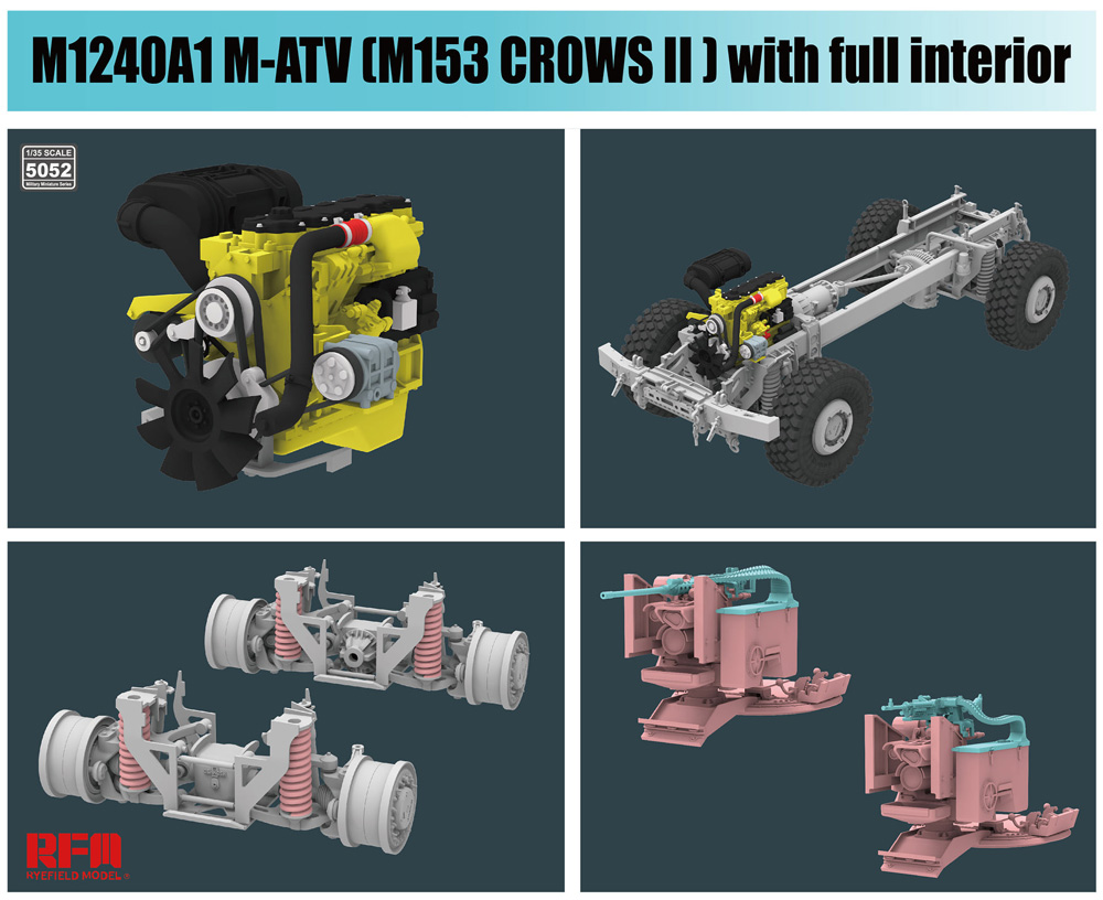 M1240A1 M-ATV w/M153 CROWS 2 & フルインテリア プラモデル (ライ フィールド モデル 1/35 Military Miniature Series No.5052) 商品画像_4