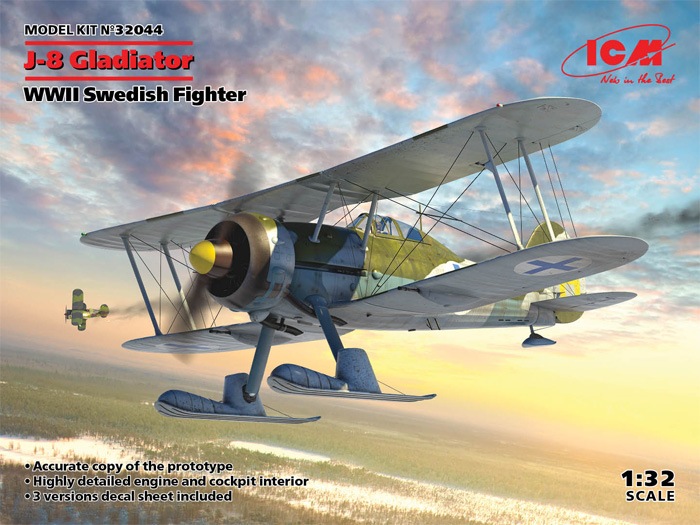 J-8 グラジエーター WW2 スウェーデン 戦闘機 プラモデル (ICM 1/32 エアクラフト No.32044) 商品画像