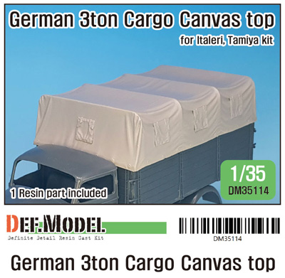 ドイツ 3トン カーゴトラック キャンパストップ (タミヤ/イタレリ用) レジン (DEF. MODEL コンバージョン アンド アップデートセット No.DM35114) 商品画像