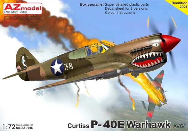 カーチス P-40E ウォーホーク フライング タイガース プラモデル (AZ model 1/72 エアクラフト プラモデル No.AZ7696) 商品画像
