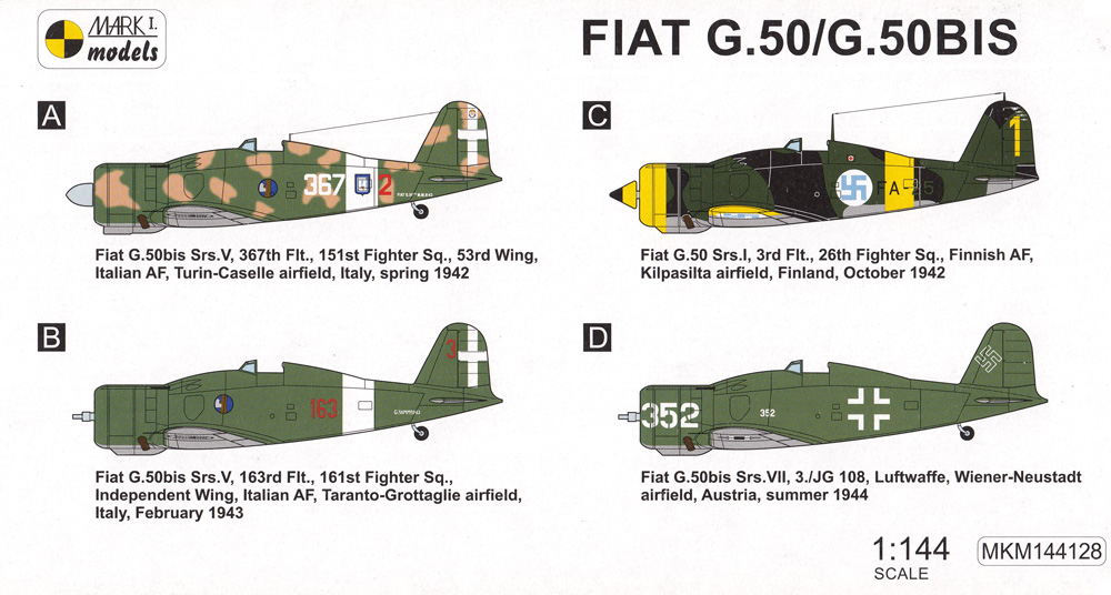 フィアット G.50/G.50bis イタリアンアロー 2in1 プラモデル (MARK 1 MARK 1 models No.MKM144128) 商品画像_1