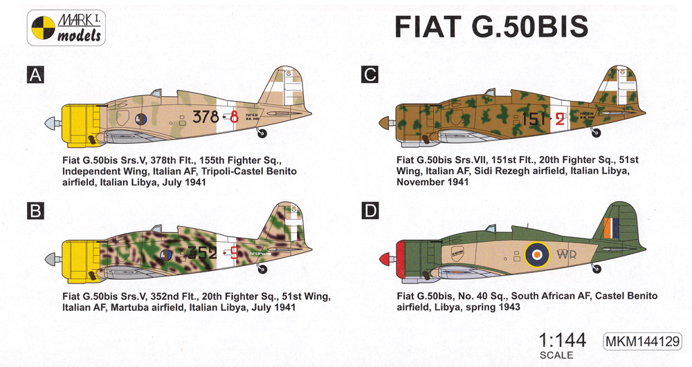 フィアット G.50bis アフリカ上空 2in1 プラモデル (MARK 1 MARK 1 models No.MKM144129) 商品画像_1