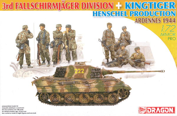 ドイツ 第3降下猟兵師団 ＋ キングタイガー ヘンシェル砲塔 アルデンヌ 1944 プラモデル (ドラゴン 1/72 ARMOR PRO (アーマープロ) No.7400) 商品画像