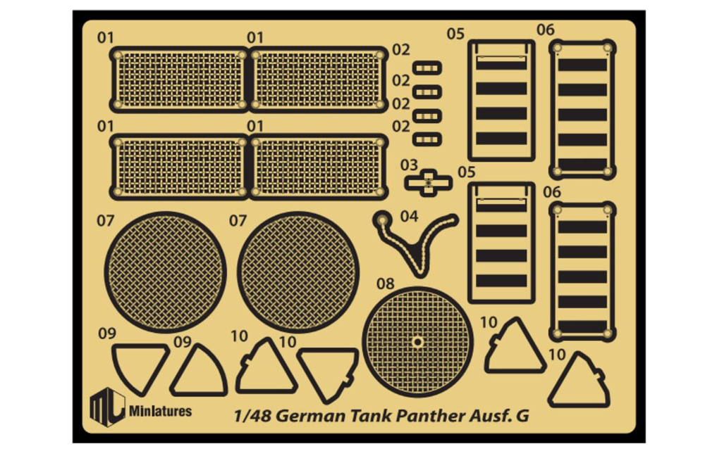 ドイツ パンサー戦車 G型用 ディテールアップセット (エッチング製グリルカバー付) レジン (MJ ミニチュア 3Dプリンタ キット No.MJEZ48001) 商品画像_3