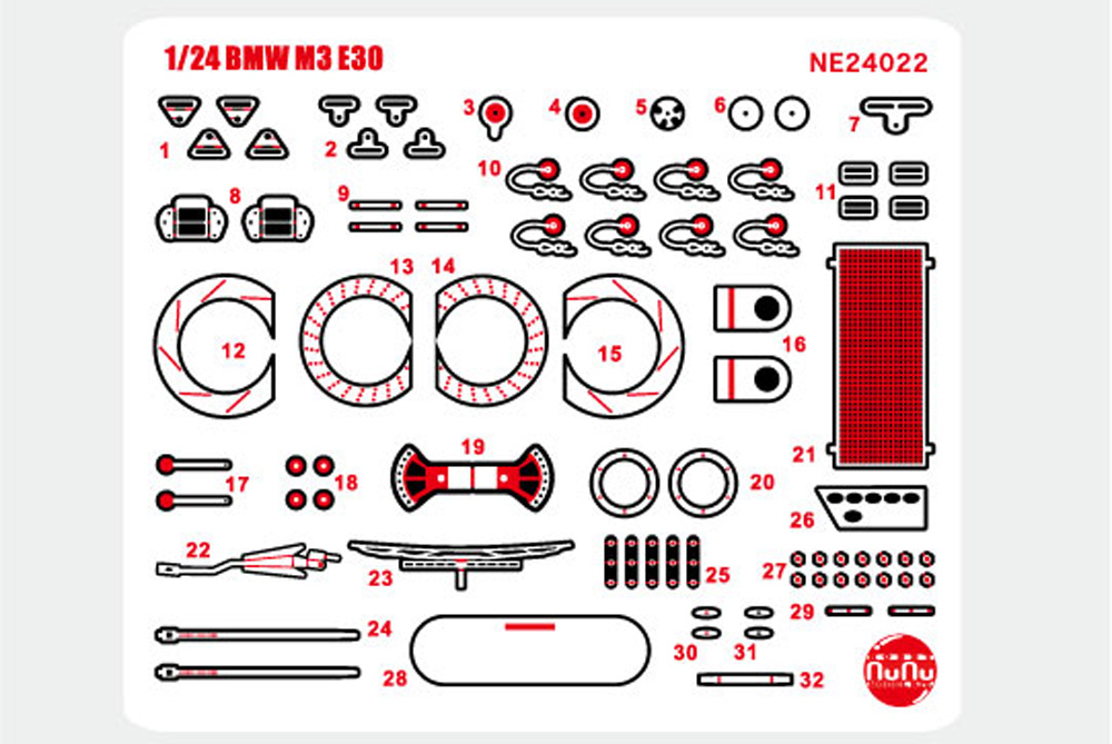 BMW M3 E30 Gr.A 1990 インターTEC クラスウィナー in 富士スピードウェイ用 ディティールアップパーツ エッチング (NuNu ディテールアップパーツシリーズ No.NE24022) 商品画像_1