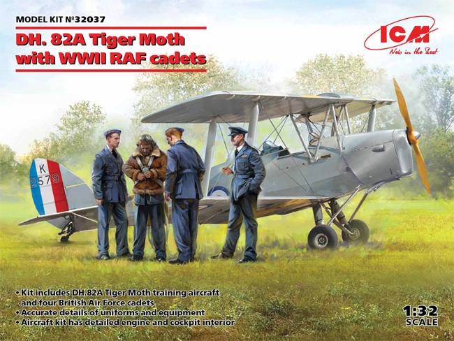 デ・ハビランド DH.82A タイガーモス w/RAF 士官候補生 プラモデル (ICM 1/32 エアクラフト No.32037) 商品画像