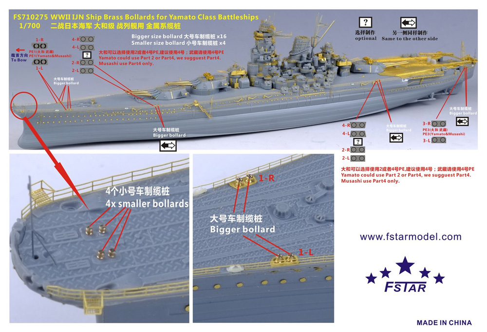 日本海軍 戦艦 大和 真鍮製ボラード (20個入) メタル (ファイブスターモデル 1/700 艦船用 汎用 ディテールアップパーツ No.FS710275) 商品画像_3