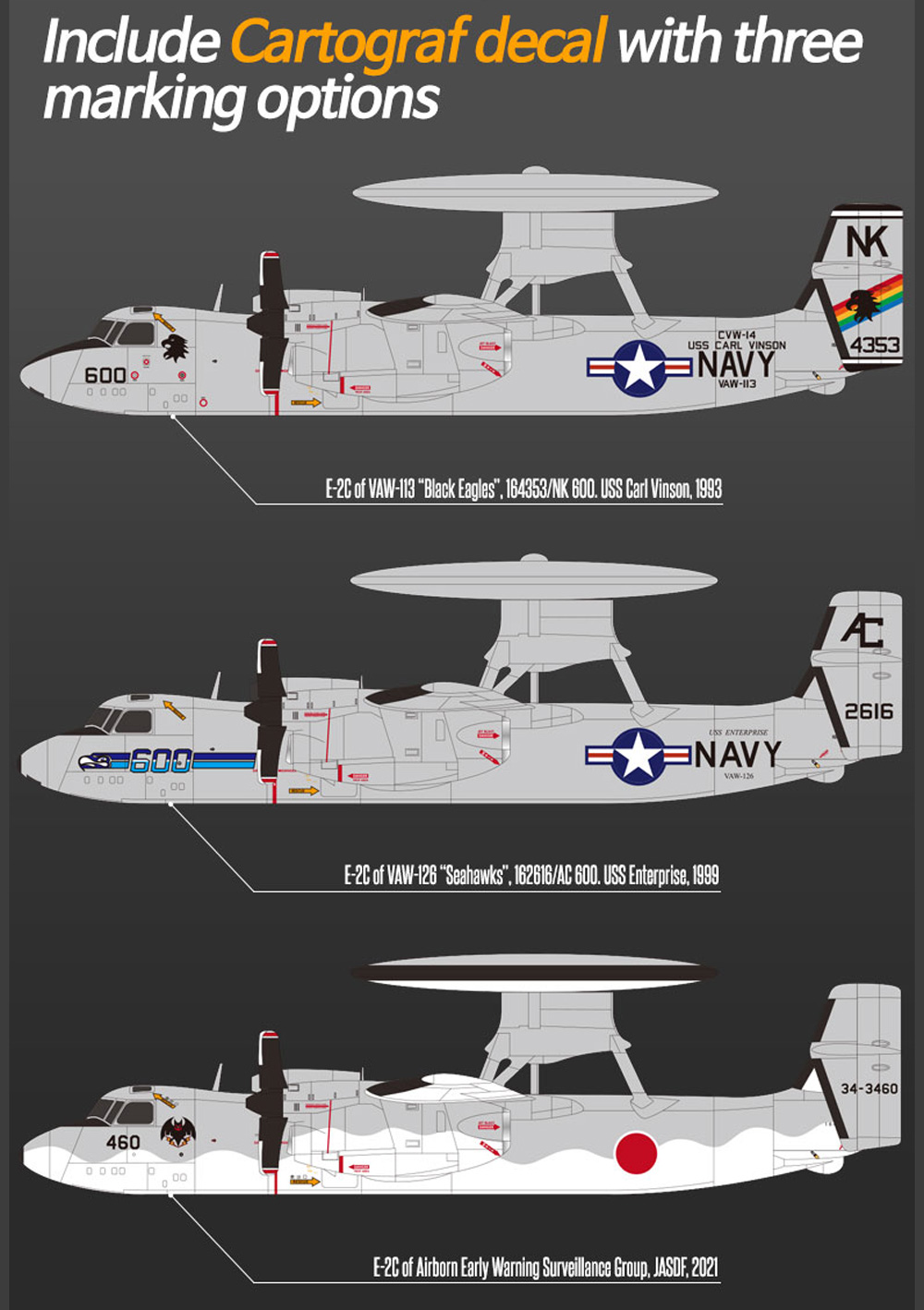 USN E-2C ホークアイ VAW-113 ブラックイーグルス プラモデル (アカデミー 1/144 Scale Aircrafts No.12623) 商品画像_2