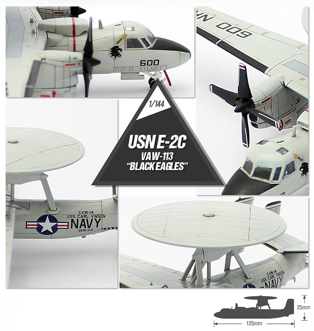 USN E-2C ホークアイ VAW-113 ブラックイーグルス プラモデル (アカデミー 1/144 Scale Aircrafts No.12623) 商品画像_4