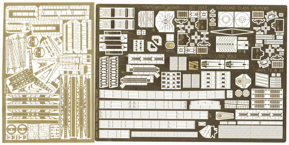 アメリカ海軍 軽巡洋艦 クリーブランド級用 エッチングパーツ （ベリーファイア対応） エッチング (トムスモデル 1/350 艦船用エッチングパーツシリーズ No.TM3593) 商品画像_1