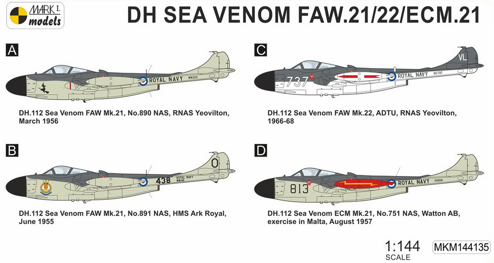 DH シーベノム FAW.21/22/ECM.21 イギリス艦隊 2in1 プラモデル (MARK 1 MARK 1 models No.MKM144135) 商品画像_1