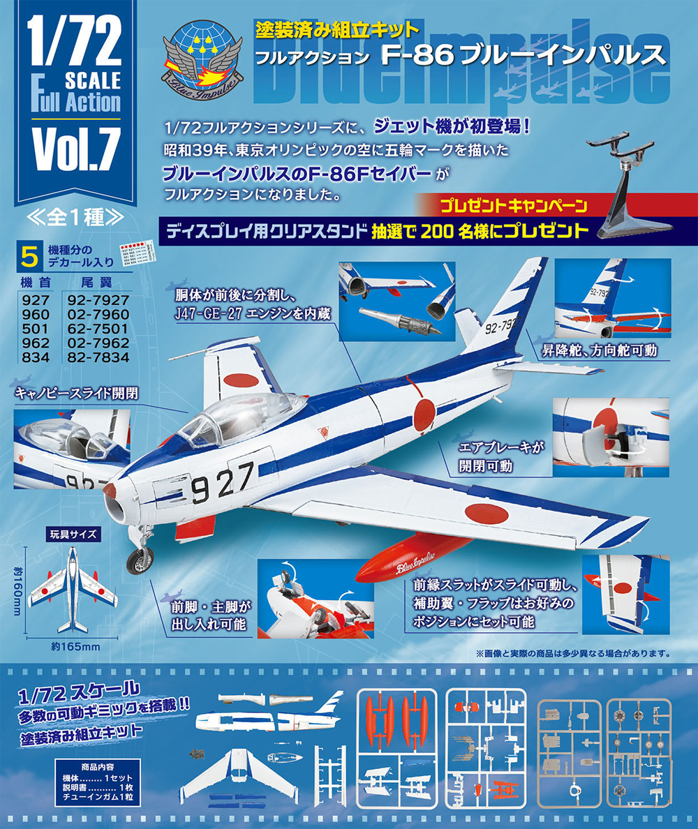 フルアクション F-86 ブルーインパルス プラモデル (エフトイズ 1/72 フルアクション No.Vol.007) 商品画像_1