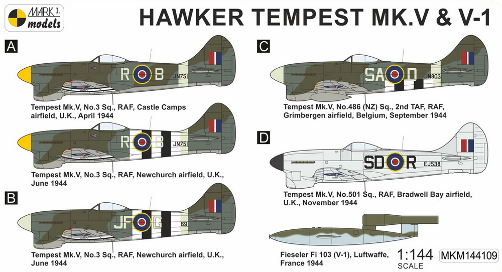 ホーカー テンペスト Mk.5 & V-1 ドゥードゥルバグ迎撃 2in1 プラモデル (MARK 1 MARK 1 models No.MKM144109) 商品画像_1