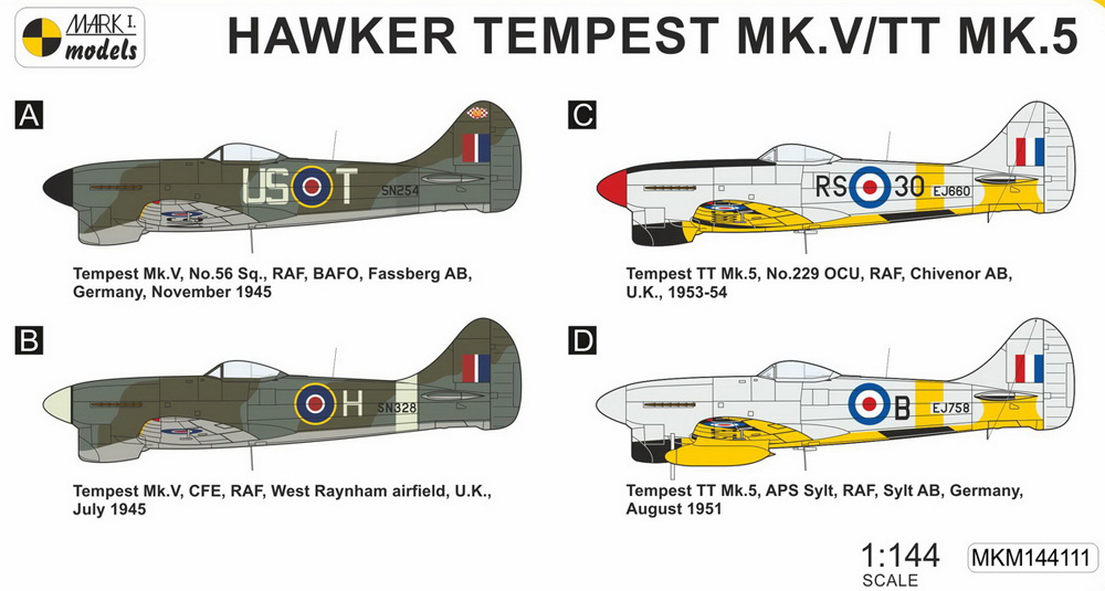 ホーカー テンペスト Mk.5/TT.5 Mk.5 最後の任務 2in1 プラモデル (MARK 1 MARK 1 models No.MKM144111) 商品画像_1