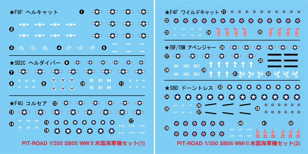 WW2 アメリカ海軍機用 デカールセット デカール (ピットロード 艦船用デカール No.DP011) 商品画像_1