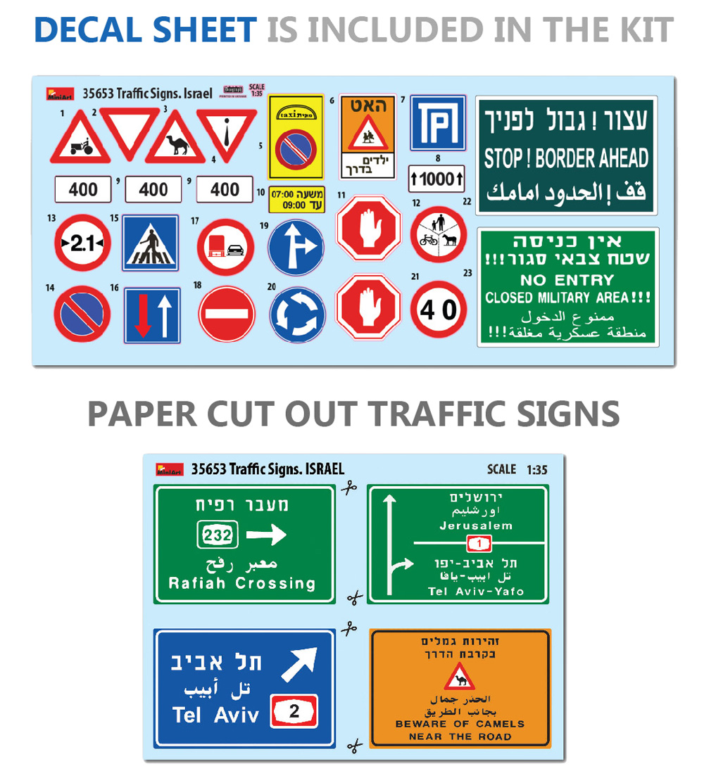 道路標識 イスラエル プラモデル (ミニアート 1/35 ビルディング＆アクセサリー シリーズ No.35653) 商品画像_2
