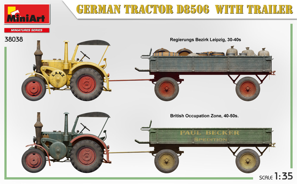 ドイツ トラクター D8506 w/トレーラー プラモデル (ミニアート 1/35 ミニチュアシリーズ No.38038) 商品画像_2